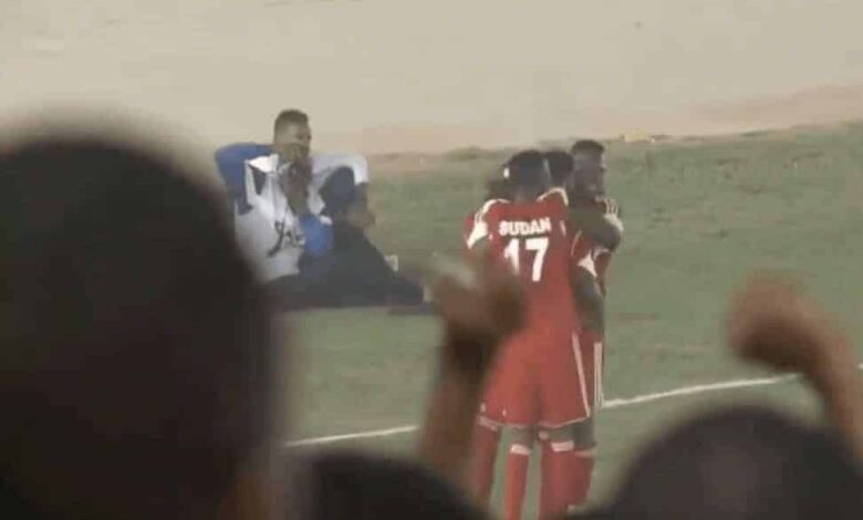 لقطة من مدرجات ملعب الجوهرة الزرقاء لحظة تسجيل منتخب السودان فى مرمي ساوتومي وبرينسيب (صور:beIN Sports)