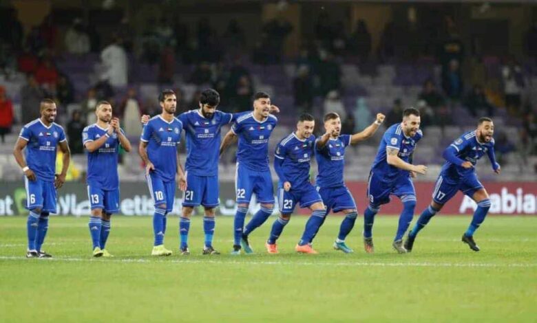 فرحة لاعبي فريق النصر بالفوز على العين والوصول لنهائي كأس الامارات (صور:twitter)