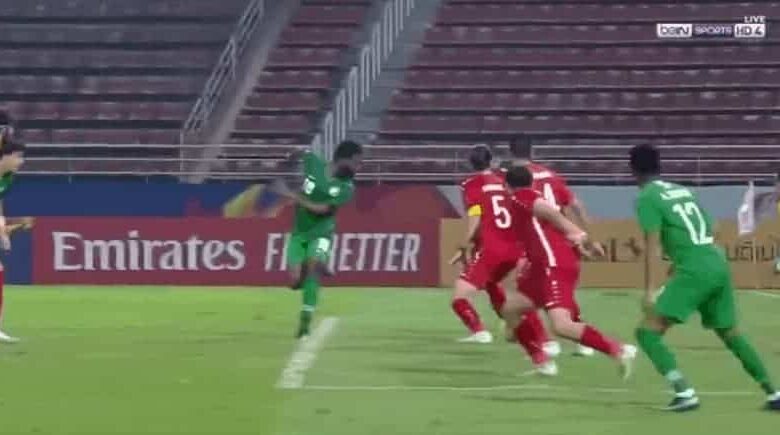 هدف فوز المنتخب السعودي على منتخب سوريا فى كأس امم اسيا تحت 23 عاما (صور:twitter)