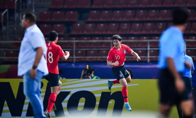 مباراة الاردن وكوريا الجنوبية فى كأس أمم آسيا تحت 23 عاما (صور:twitter)