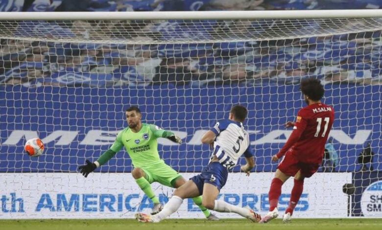 محمد صلاح - أهداف مباراة ليفربول وبرايتون فى الدوري الانجليزي (صور:AFP)
