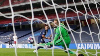 بيرنات يسجل هدف باريس سان جيرمان أمام لايبزيج في نصف نهائي دوري أبطال أوروبا