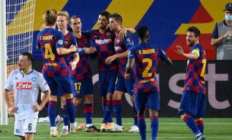 برشلونة يقضي على اجتهاد نابولي بمهارات ميسي ويبلغ ربع نهائي دوري أبطال أوروبا