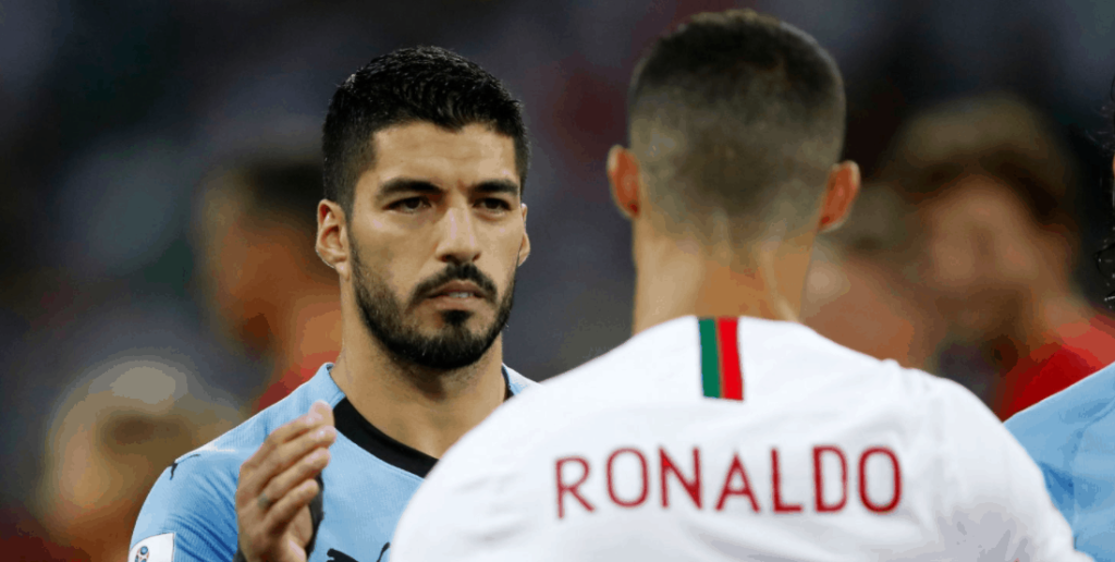 لويس سواريز وكريستيانو رونالدو في مباراة أوروجواي والبرتغال في كأس العالم 2018 - صور Getty