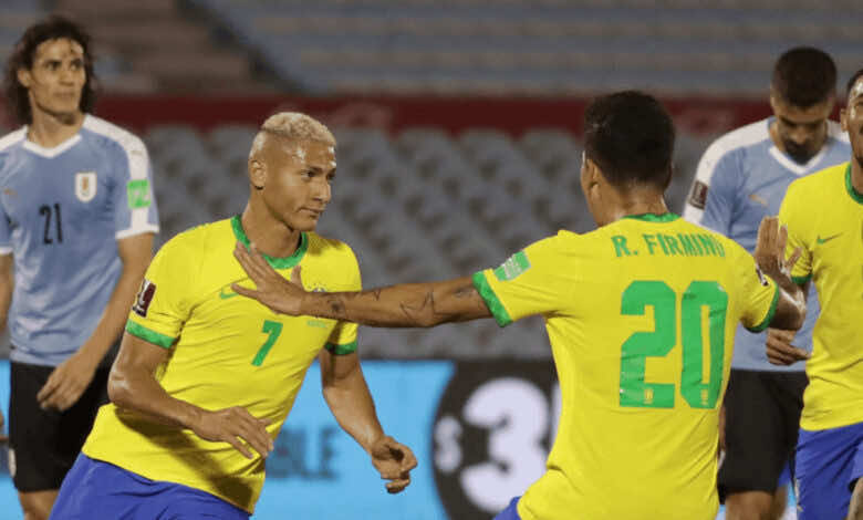 ريتشارلسون يسجل الهدف الثاني في مباراة أوروجواي والبرازيل بتصفيات كأس العالم 2022