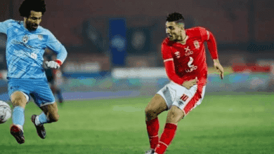 محمد شريف يسجل ثنائية في مباراة الاهلي وغزل المحلة في الدوري المصري 2021/2020