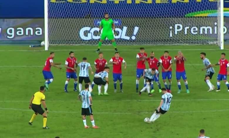 هدف ليونيل ميسي في مباراة الارجنتين وتشيلي بافتتاح كوبا امريكا 2020