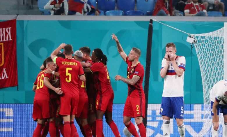 نتيجة مباراة بلجيكا وروسيا فى يورو 2020 (صور:AFP)