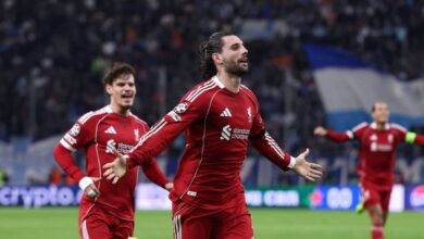 مارسيليا يخسر على أرضه أمام ليفربول بثلاثة أهداف دون مقابل